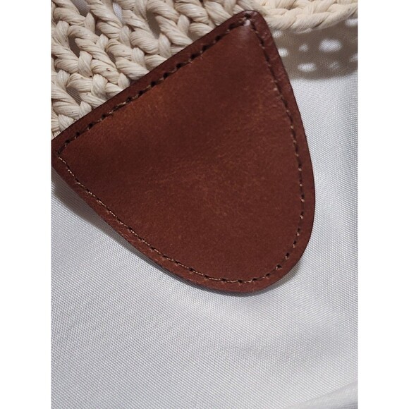 Etienne Aigner Womens 2.5" Wide Belt Crochet Leather Brass Buckle Adjustable Med - Picture 4 of 7